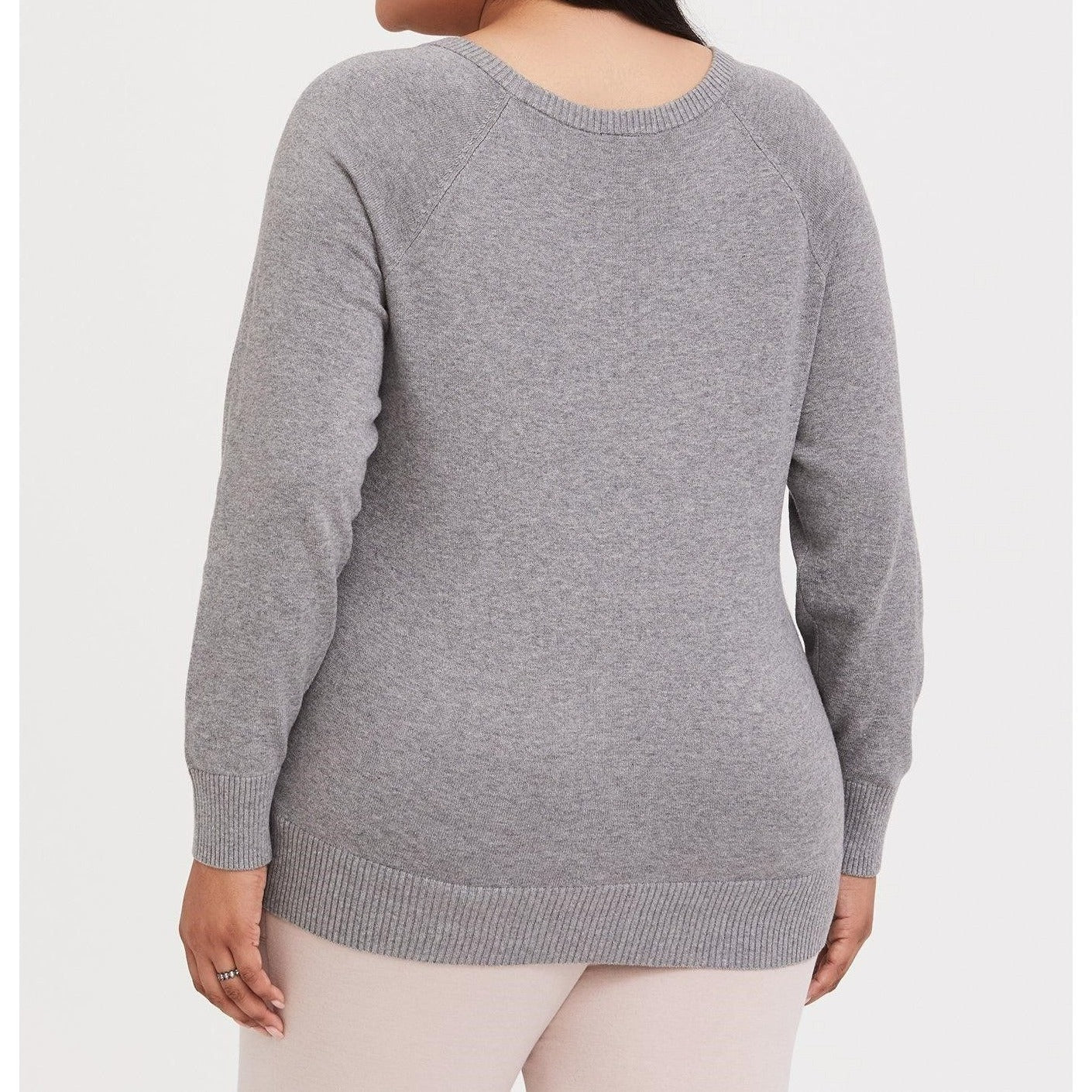 TORRID 100% Cotton Grey & Orange Fox Raglan Sweatshirt Long Sleeve Size 2