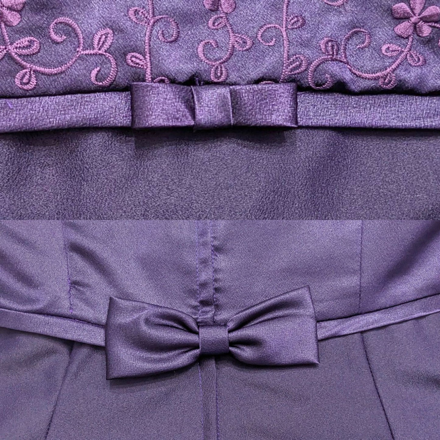 Vtg 90s MORI LEE Embroidered EmpireWaist Eggplant Purple Prom Gown Sz 46 (22)