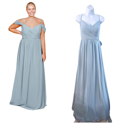 NWT REVELRY Lily Chiffon Light Blue Bridesmaid Dress 9359-R Size 10