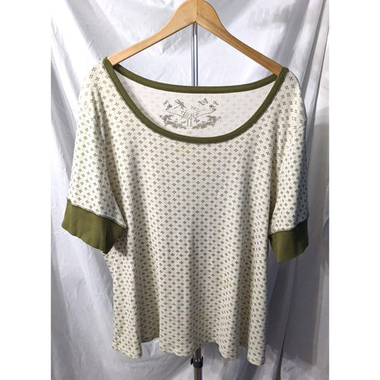 Rare JANE II Olive Green 100% Cotton Geometric Tee Irish St. Patrick's Size 3X