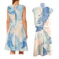 Beachy REISS Peach & Teal Sirus Filo Palm Leaf Print Midi Vacation Dress Size 4