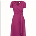 NWT Revolve IRIS & INK Tyrian Purple Crepe Blouson Short Sleeve Midi Dress Sz 10