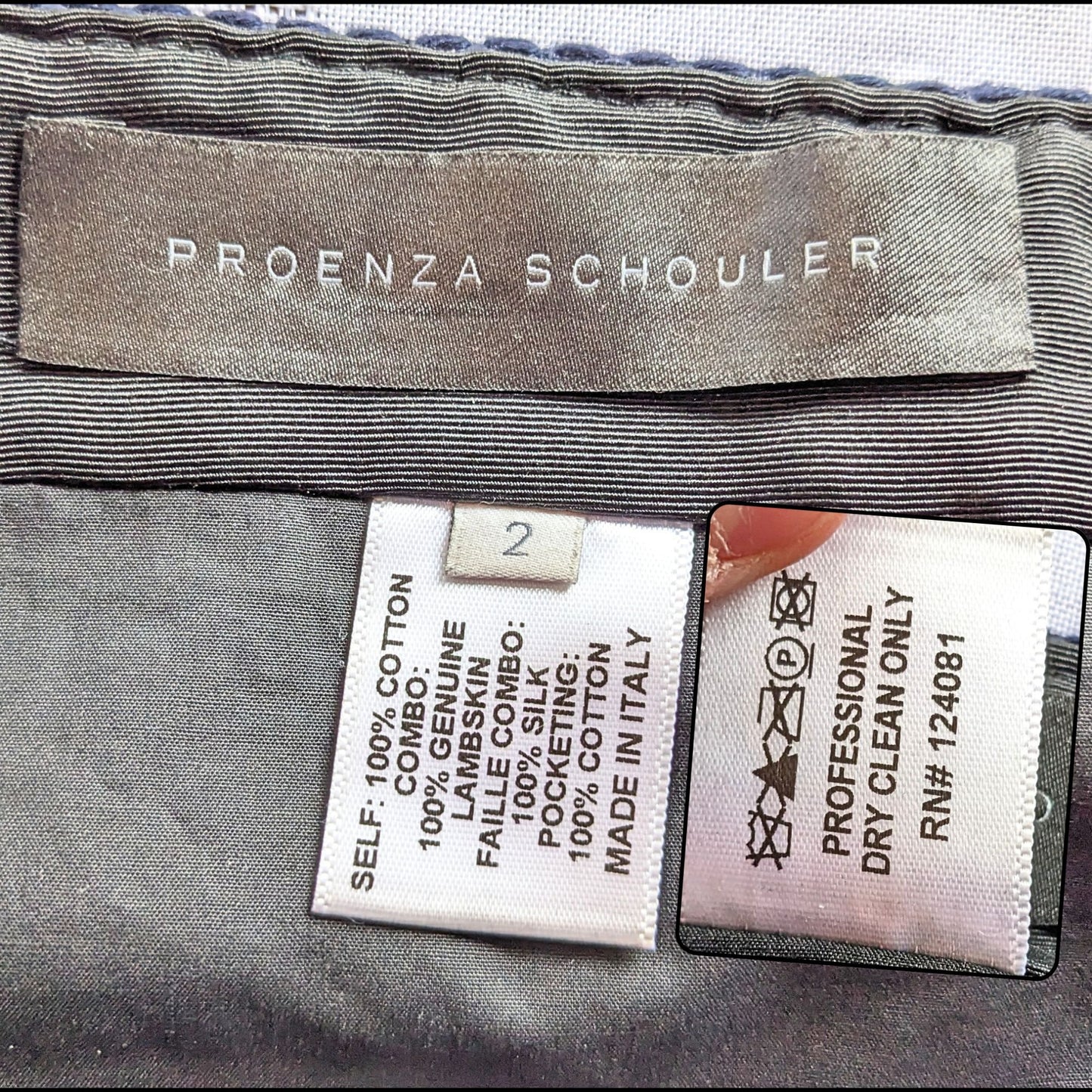 Rare NWOT 2012 PROENZA SCHULER RTW Blue & Black Asymmetrical Lambskin Mini Skirt Size 2