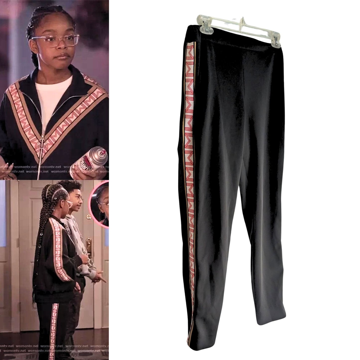 Blackish's Diane's MAJE Porto Sporty Fem M Stripe Black Jogging Pants Size 40/L