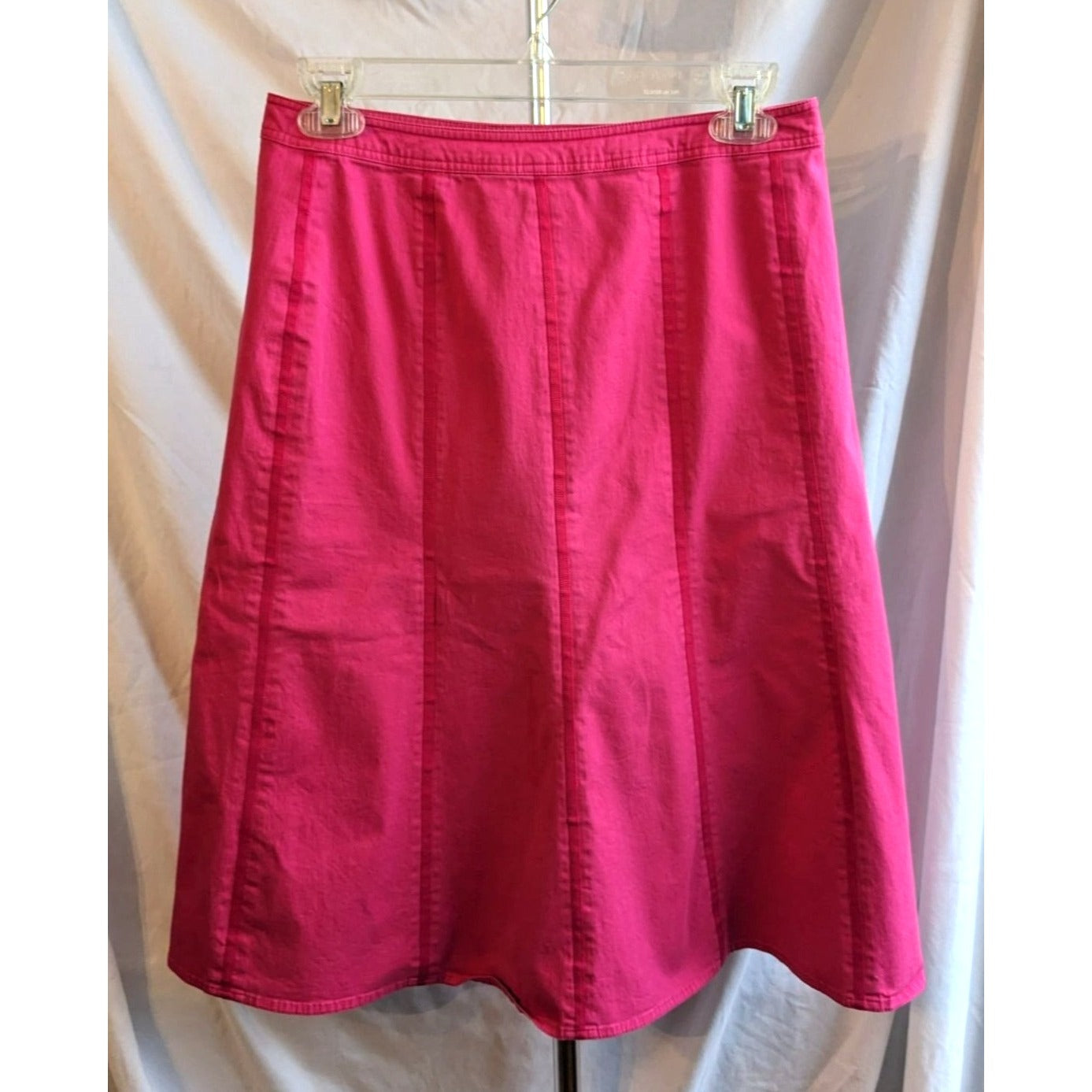 Vintage Y2K PERRY ELLIS Pink Ribbon Striped A-Line Panel Skirt 99% Cotton Size 6