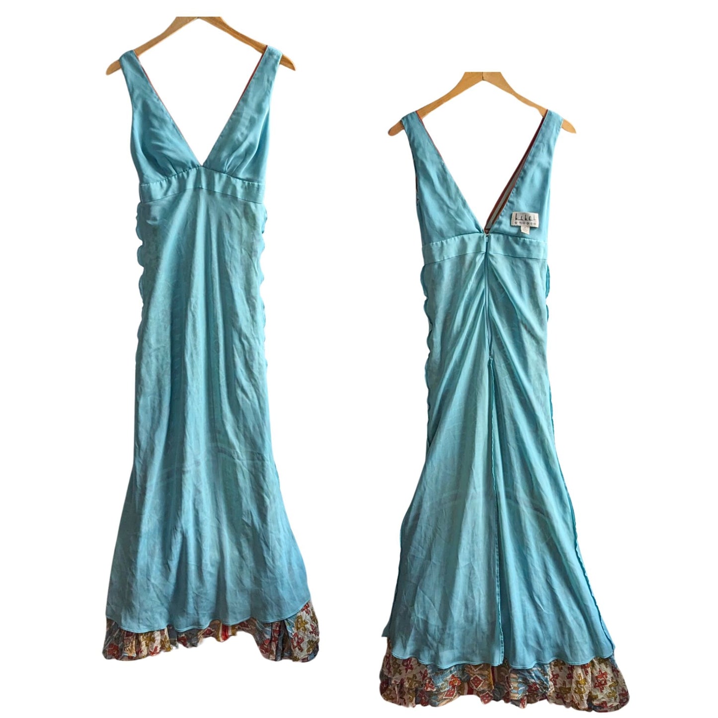 NWT Vtg Y2K NICOLE MILLER 100% Silk Crepe Plunge Boho Sundress MSRP $440 Size 2