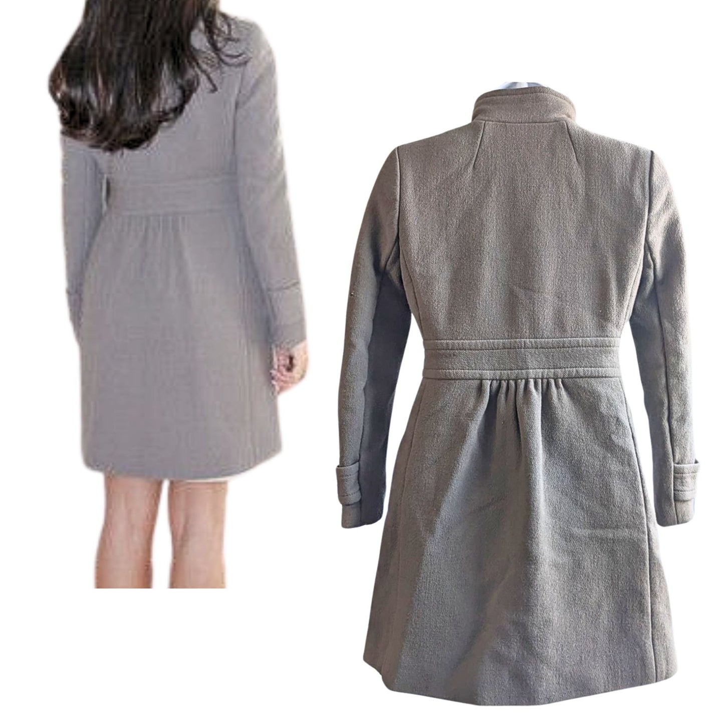 2010 J. CREW Double Cloth Cobblestone Coletta 94% Italian Wool Princess Coat 0P