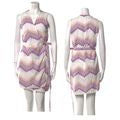 MIGUELINA Ali 100% Cotton Purple Chevron Embroidered Beach Wrap Mini Dress Sz L