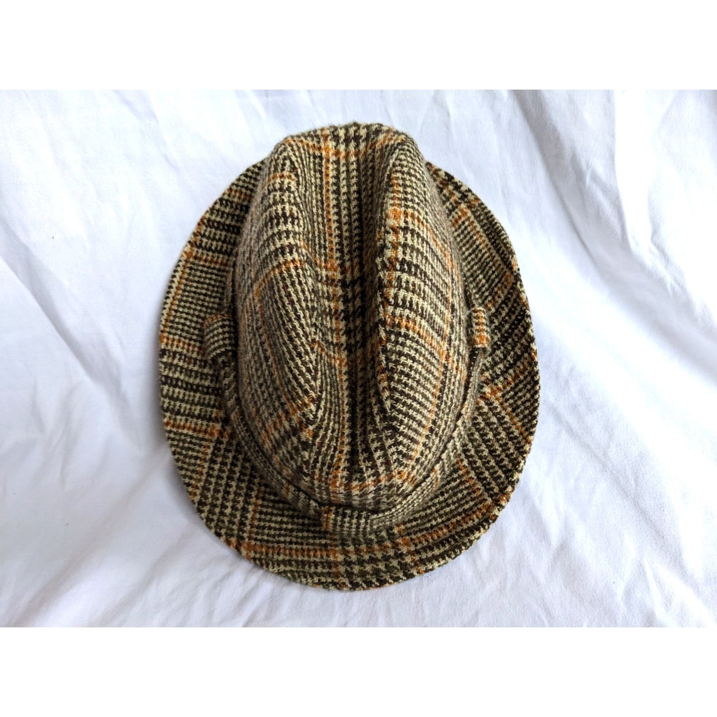 Vintage DONEGAL Brown Tweed Trilby Handwoven Irish Maker-Signed Size 7 1/8 M