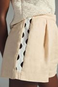 NWOT Anthropologie MON REN Coast Linen Peach High Rise Shorts Cutout Sides Sz S