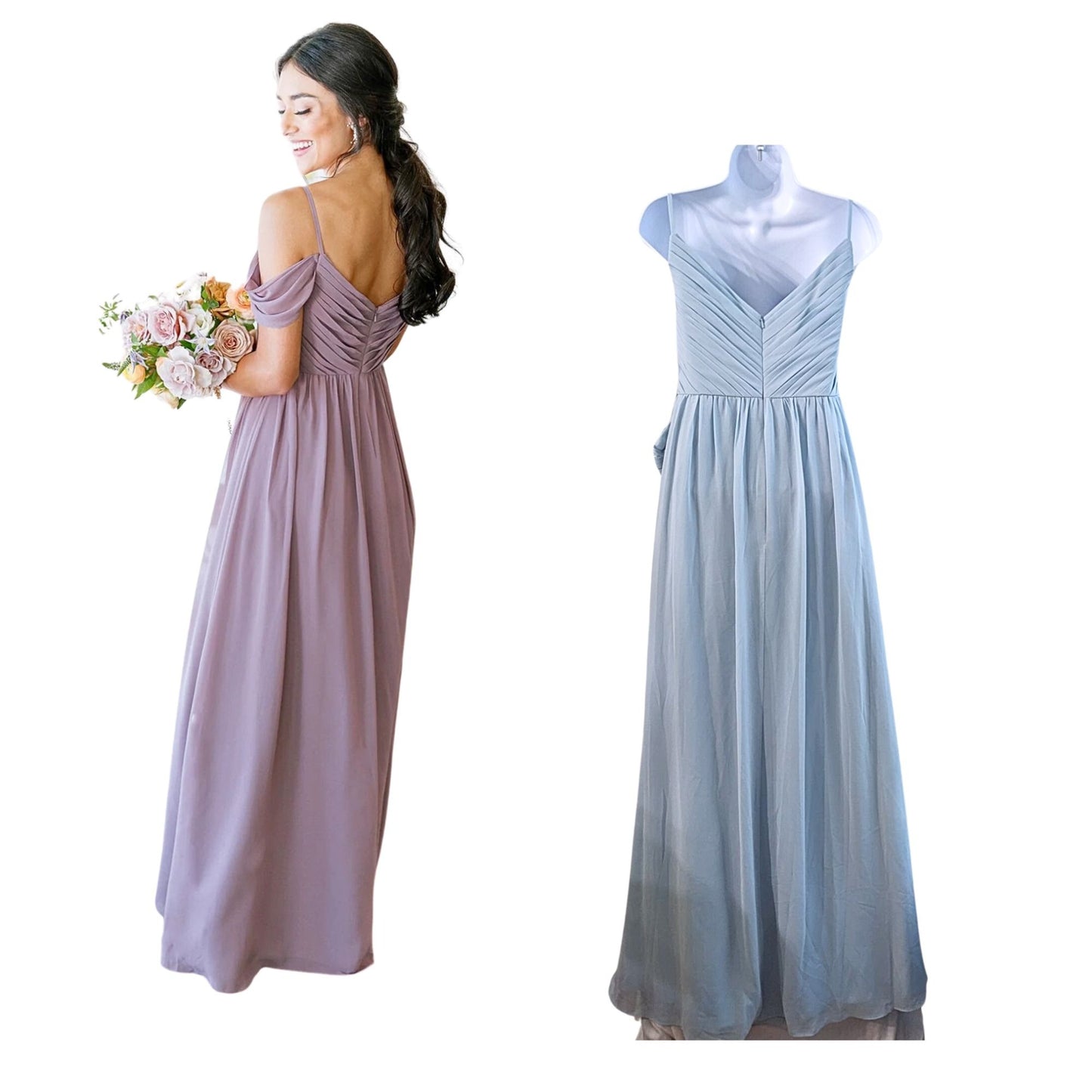 NWT REVELRY Lily Chiffon Light Blue Bridesmaid Dress 9359-R Size 10