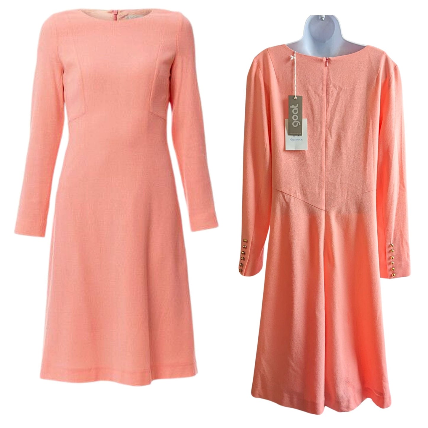 NWT GOAT JANE ATELIER Helena Sunset Coral Fit & Flare Wool Crepe Dress Size 12