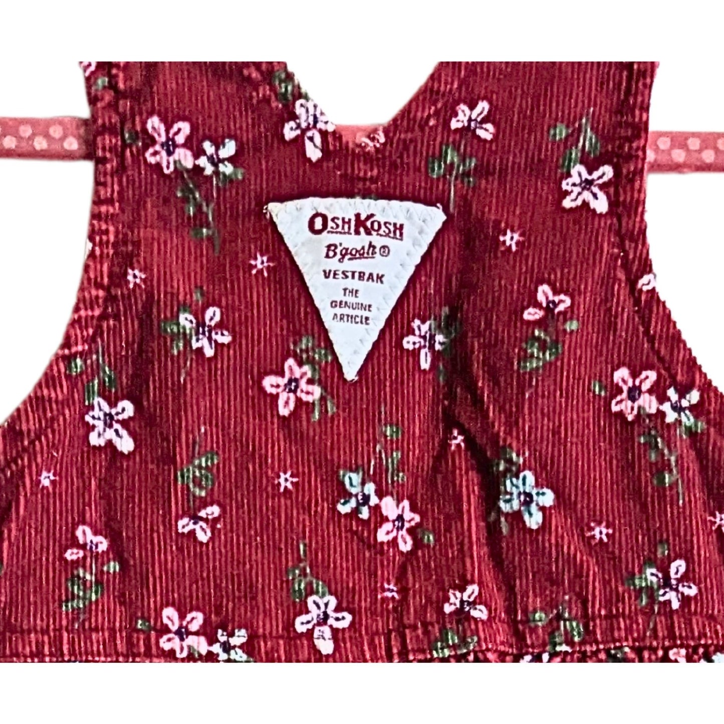 Vtg 90s OSH KOSH Vestbak Bubble Snap Overalls in Red Floral Corduroy Size 12M