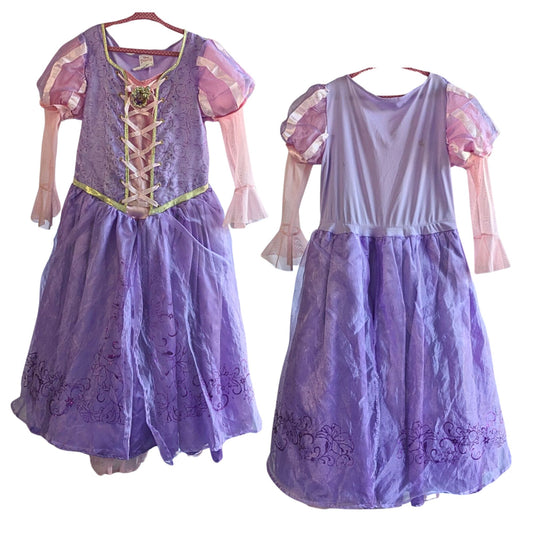 DISNEY PRINCESS Rapunzel Deluxe Purple Pink Tulle 3-Layer Dress w/Cameo Sz M 7/8