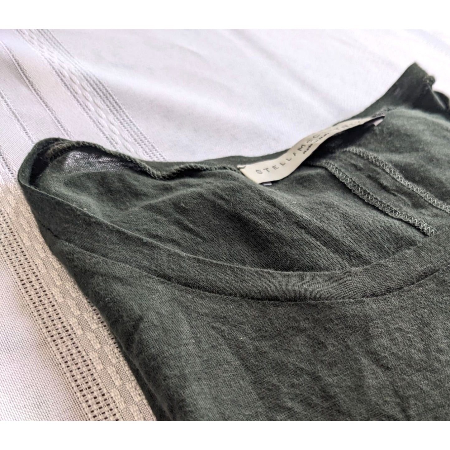 STELLA MCCARTNEY Hunter Green Emo Cashmere Blend Long Layering Tee Size 44 L/XL