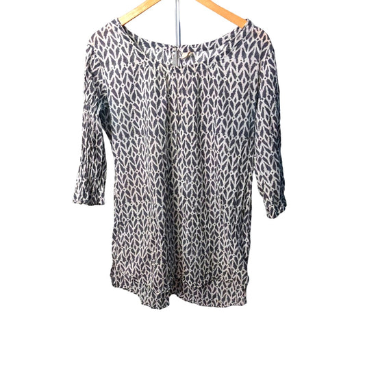 YALA 100% Organic Cotton Mini Dress Tunic - Gray & White Geometric Print Size L