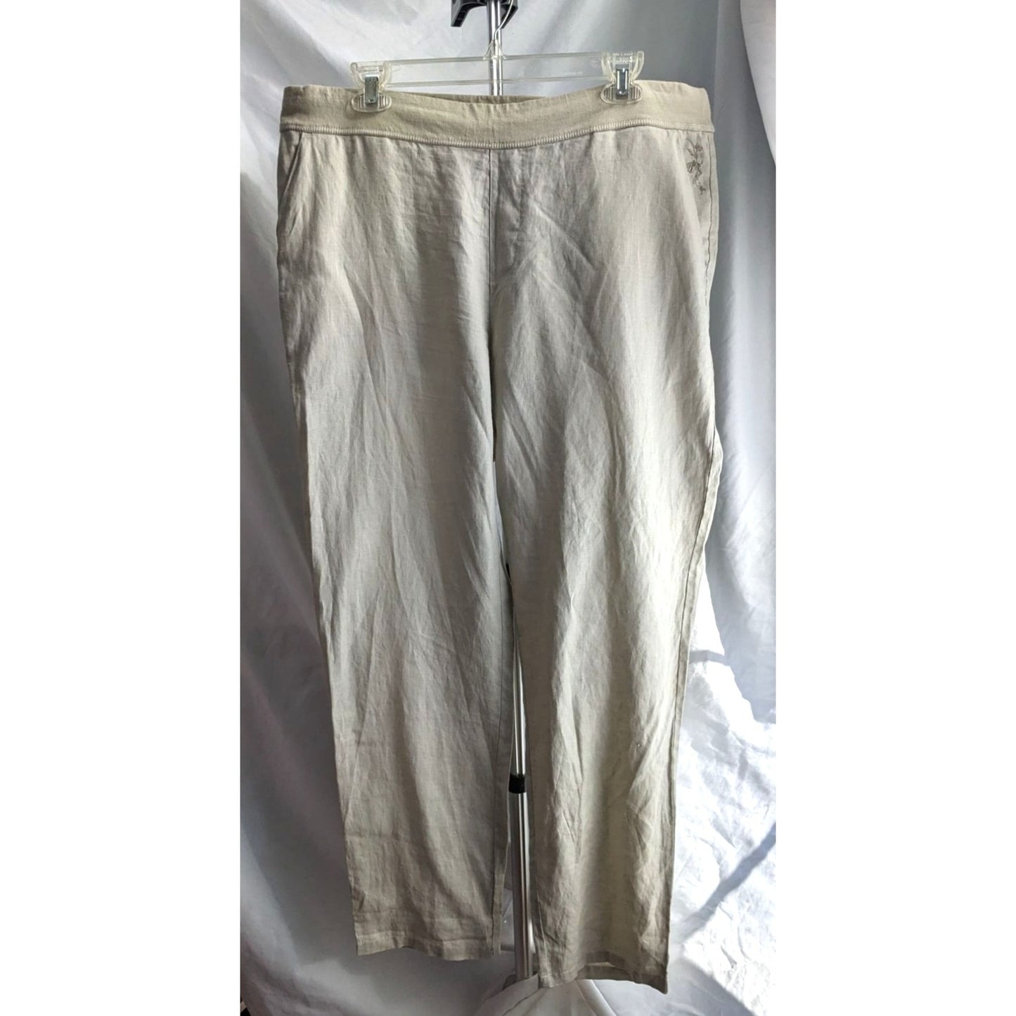 St. Somewhere MARGARITAVILLE Tan 100% Linen Drawstring Pants Beach Boho Size M