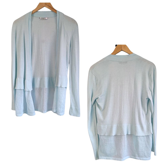 Vintage Y2K DKNY Pastel Blue Open Cardigan w/ Sheer Long Hem Size M