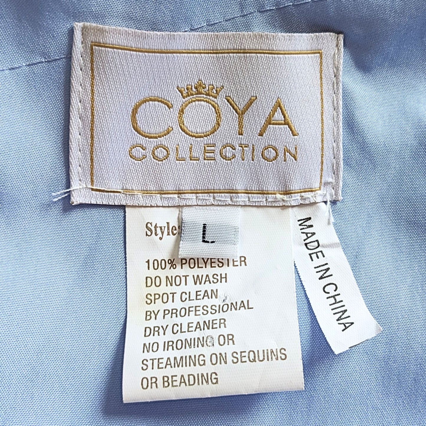 COYA Collection Periwinkle Fairy Floral Appliqué illusion Side Prom Gown Size L