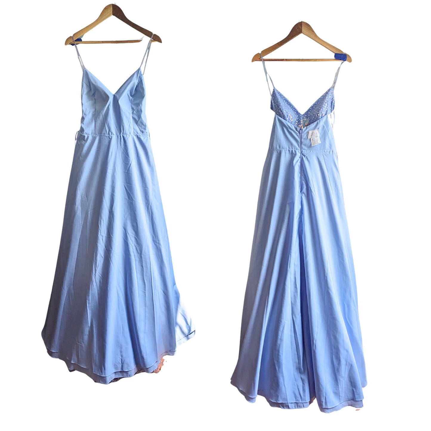 COYA Collection Periwinkle Fairy Floral Appliqué illusion Side Prom Gown Size L