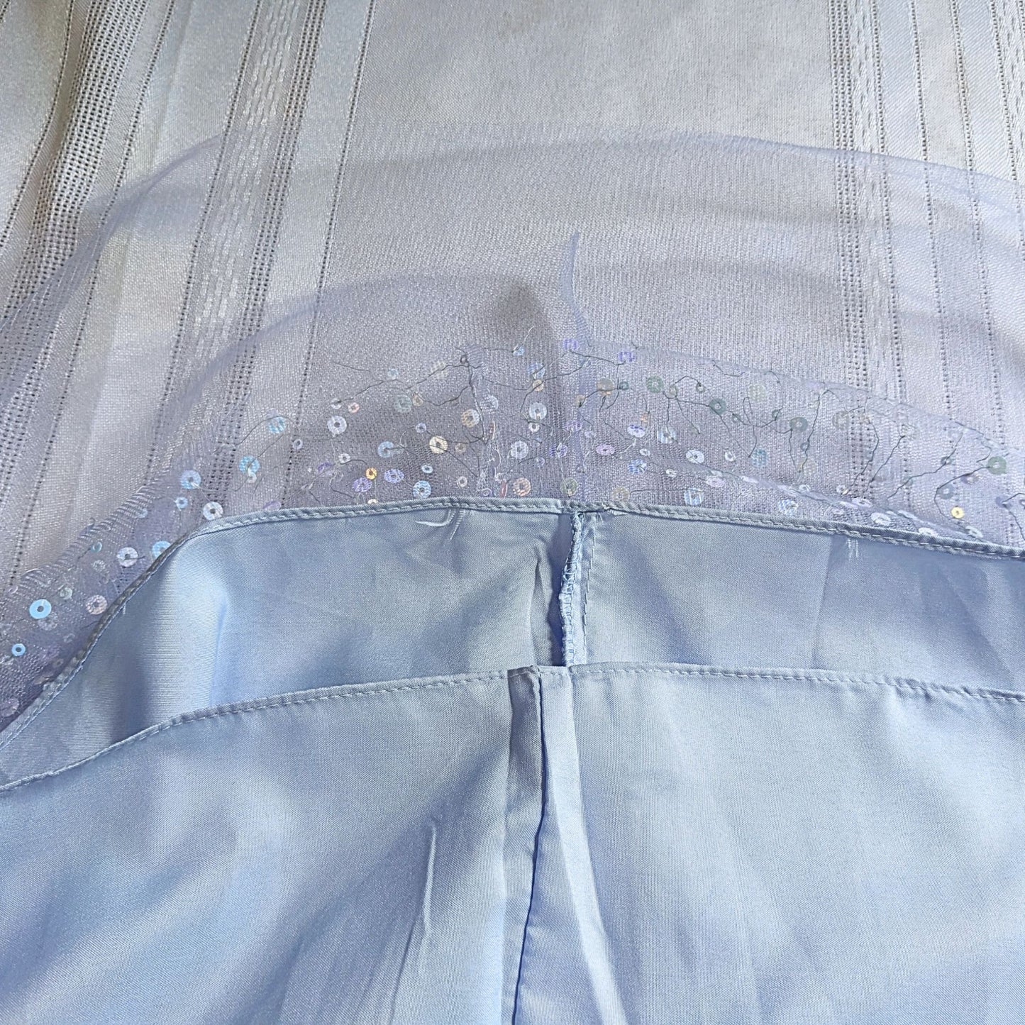 COYA Collection Periwinkle Fairy Floral Appliqué illusion Side Prom Gown Size L