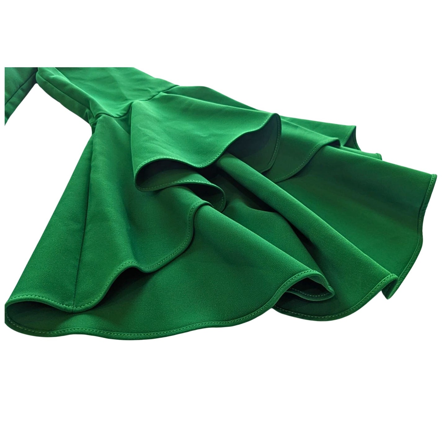Viral MILLY Selena in Rare Kelly Green Off Shoulder Bell Sleeve Slit Dress Sz 10