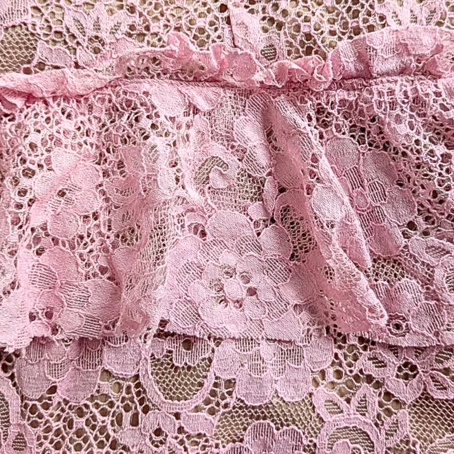 FOR LOVE AND LEMONS Iris CD1848 Pink Black Lace Hi Low Midi Dress Sz M