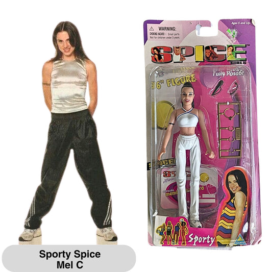 NIB Vtg Y2K 1998 SPICE GIRLS TOYMAX Sporty Spice in White Posable Figurine 62023