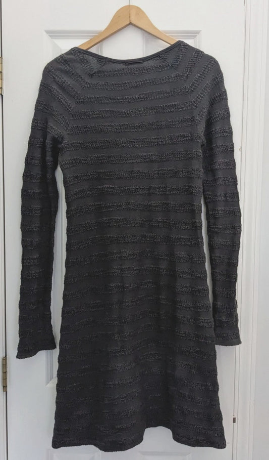 LA MADE Gray Sweater Dress Long Sleeve Textured Knit Sheath w/ Kangaroo Pocket Size M