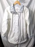 1 MADISON White Midweight Jacket w/ Blue Floral Trim Hidden Hood Size M