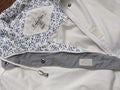 1 MADISON White Midweight Jacket w/ Blue Floral Trim Hidden Hood Size M