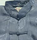 GOBI 100% Silk Blue Knot Front Traditional Chinese Jacket Mandarin Collar Size L