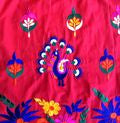 NWT MOMO New York Neli Red Peacock Embroidered Kaftan Dress 100% Cotton Size S