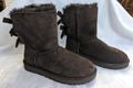 NWT UGG Bailey Bow Brown Corduroy Tie Suede Sheepskin Boots 1094312 Size 6