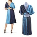 NWT ADELYN RAE Tasha Blue Colorblock Cutout Back A-Line Midi Size M