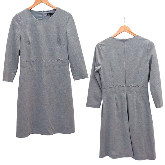 BANANA REPUBLIC Gray Long Sleeve Dress w/ Scallop Sheath Detail Size 4