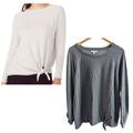 LC LAUREN CONRAD Gray Side Tie Crew Neck Sweater Cozy Minimalist Size XXL