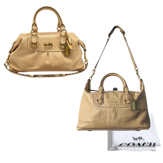 Vintage 2008 NWOT COACH Beige Madison Sabrina Beige & Gold Large Satchel