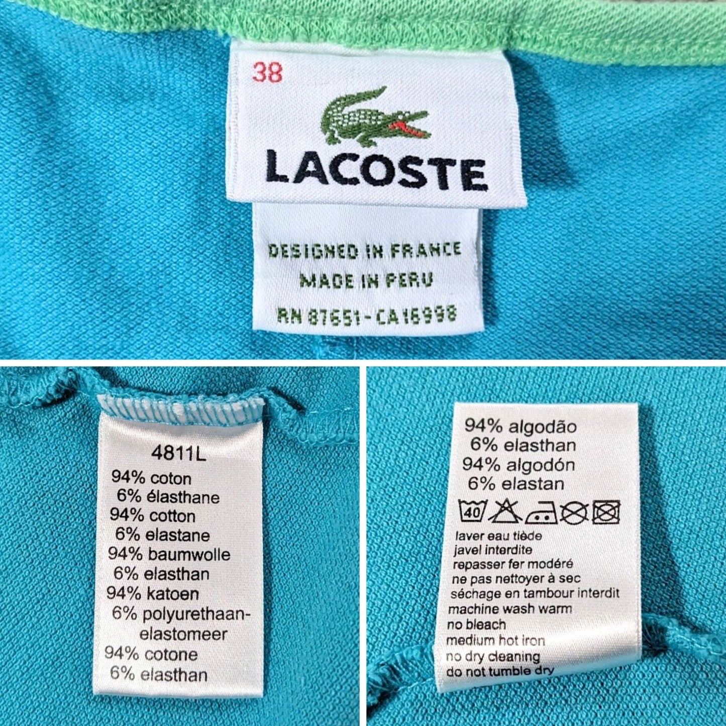 Vintage Y2K LACOSTE Aqua Seafoam Preppy Backless Halter Tennis Polo Dress Sz 38