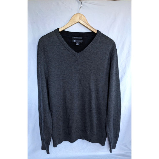 INC INTERNATIONAL CONCEPTS Gray Merino Wool Blend Sweater V-Neck Size L