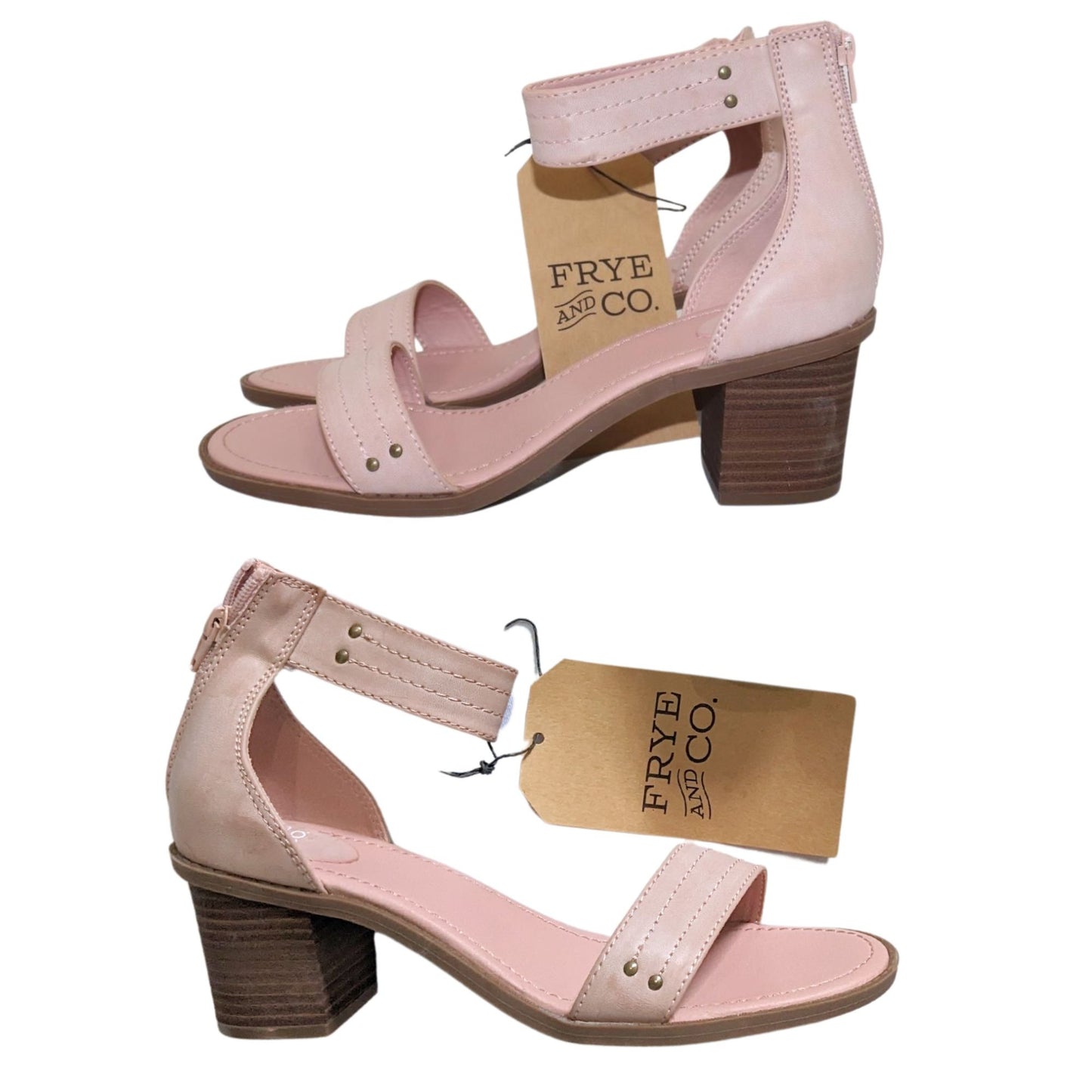 NWT FRYE Zaki Mauve Pink Vegan Leather Block Heel Sandals Boho OOS Size 11