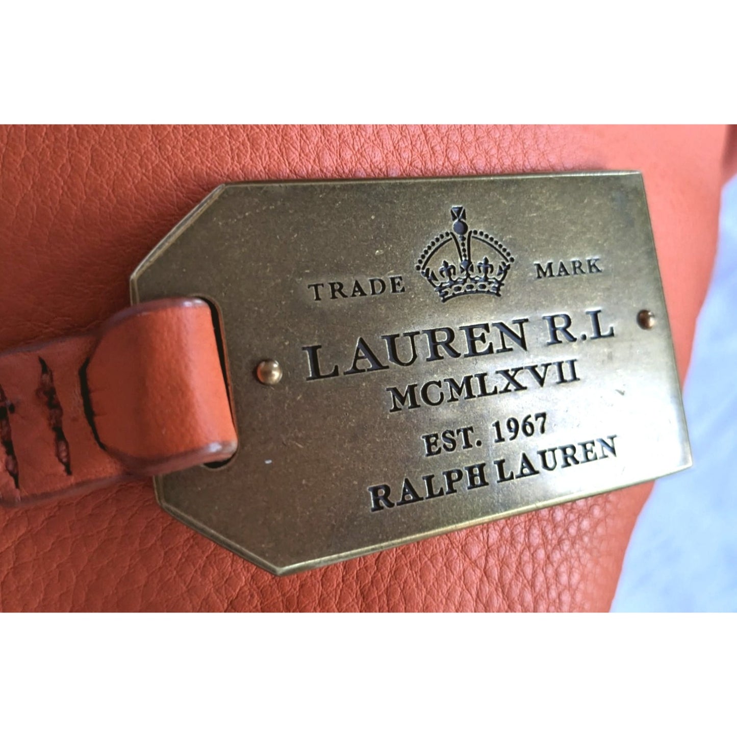 Vintage Y2K LAUREN RALPH LAUREN Baldwin Canvas Tote Bag in Orange & Gold w/ Tan Interior