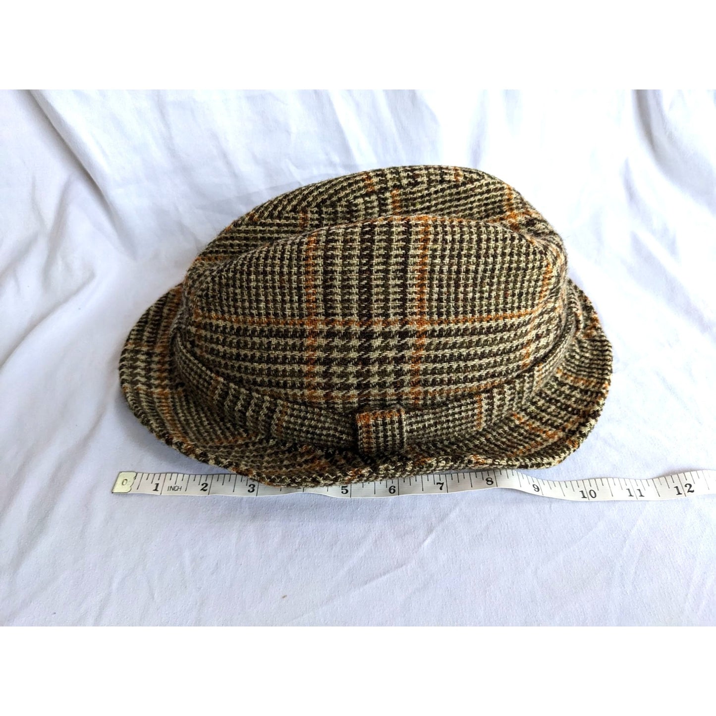 Vintage DONEGAL Brown Tweed Trilby Handwoven Irish Maker-Signed Size 7 1/8 M