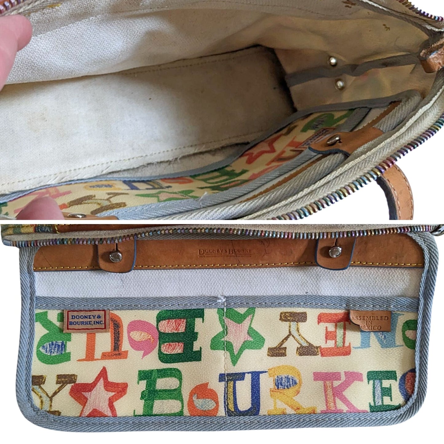 Vintage Y2K DOONEY & BOURKE Set Rainbow Doodle Satchel w/ Bumble Bee Coin Pouch