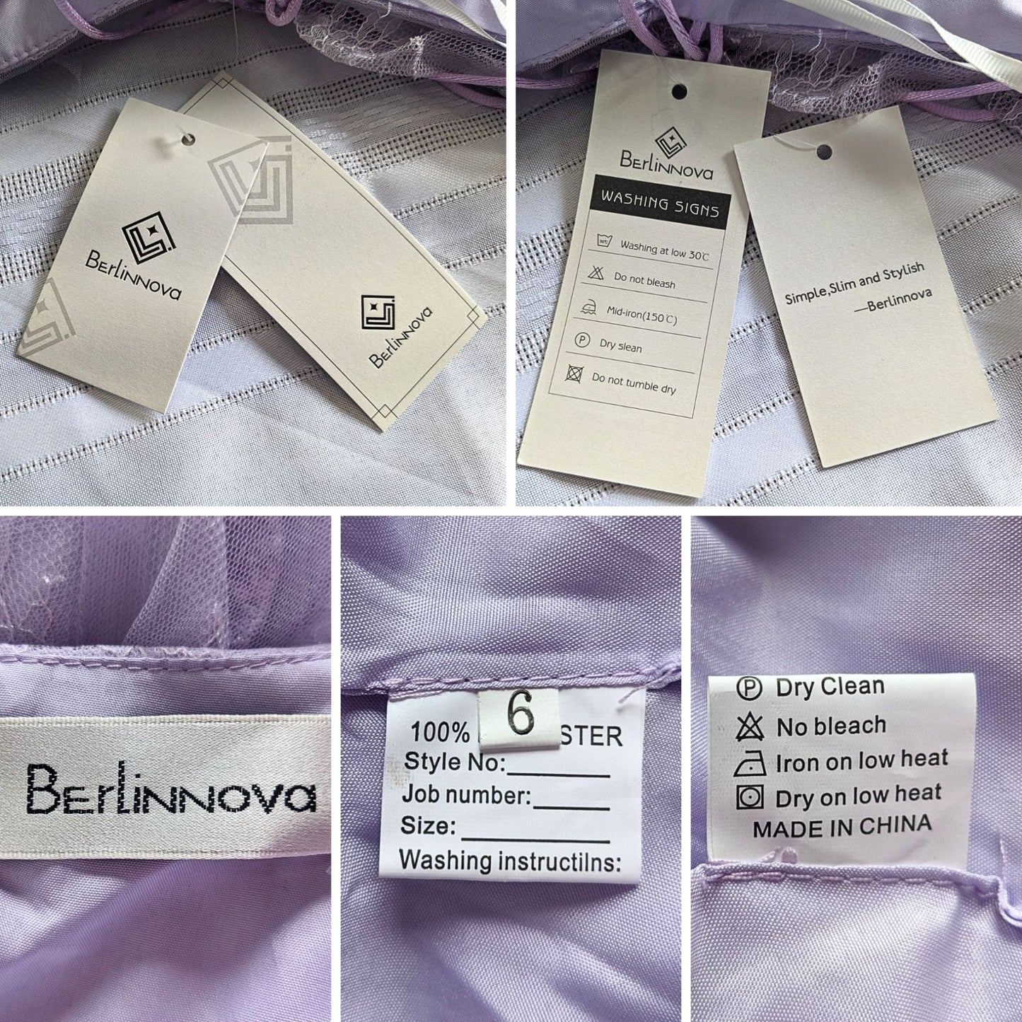 NWT BERLINNOVA Lilac Mermaid Backless Evening Homecoming Prom Dress Sz 6