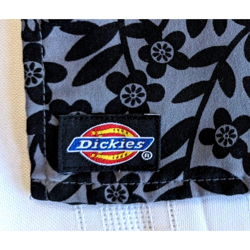 DICKIES BLACK LABEL Silky Soft Purple & Black Floral Scrub Shirt OOS Size S