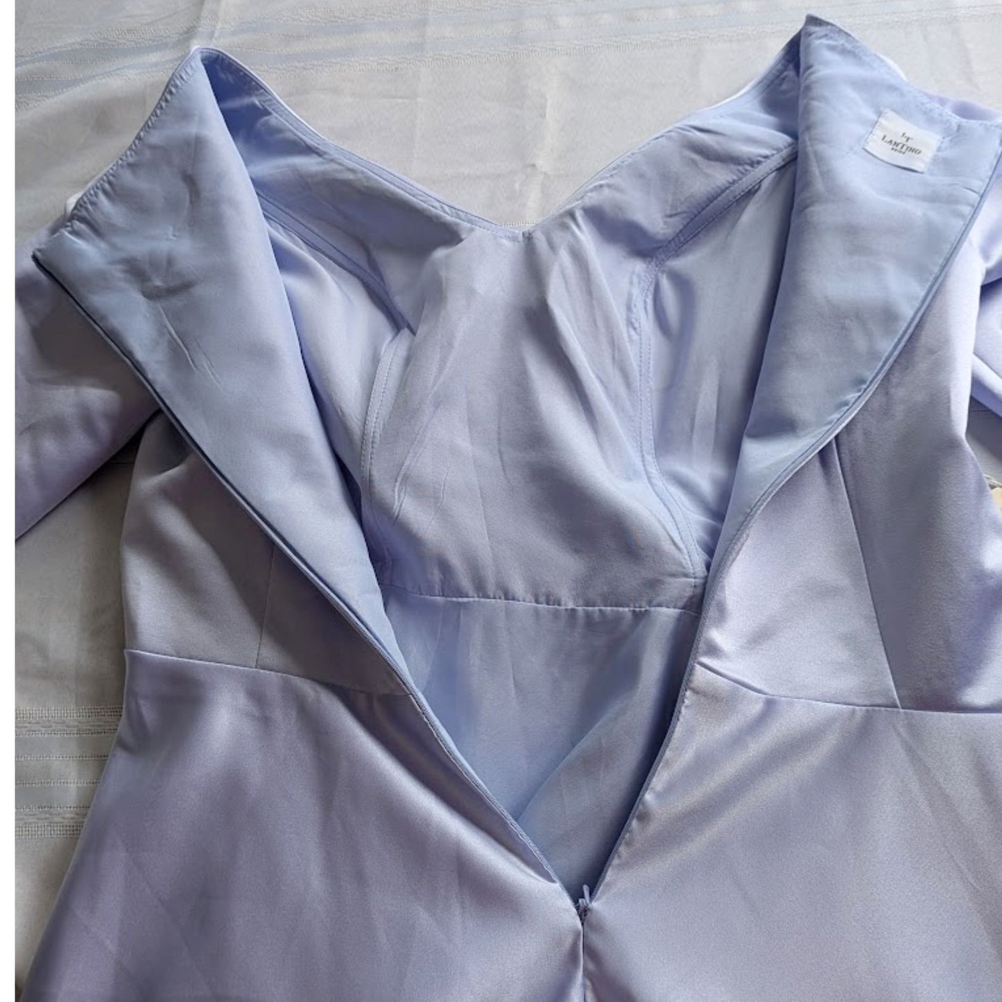 NWT LanTing Icy Periwinkle LS A-Line Surplice Wrape Midi Dress Size 16