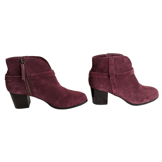 NWOT MIA Franzie Ankle Boots Burgundy Purple Suede Size 8.5 Leather Upper