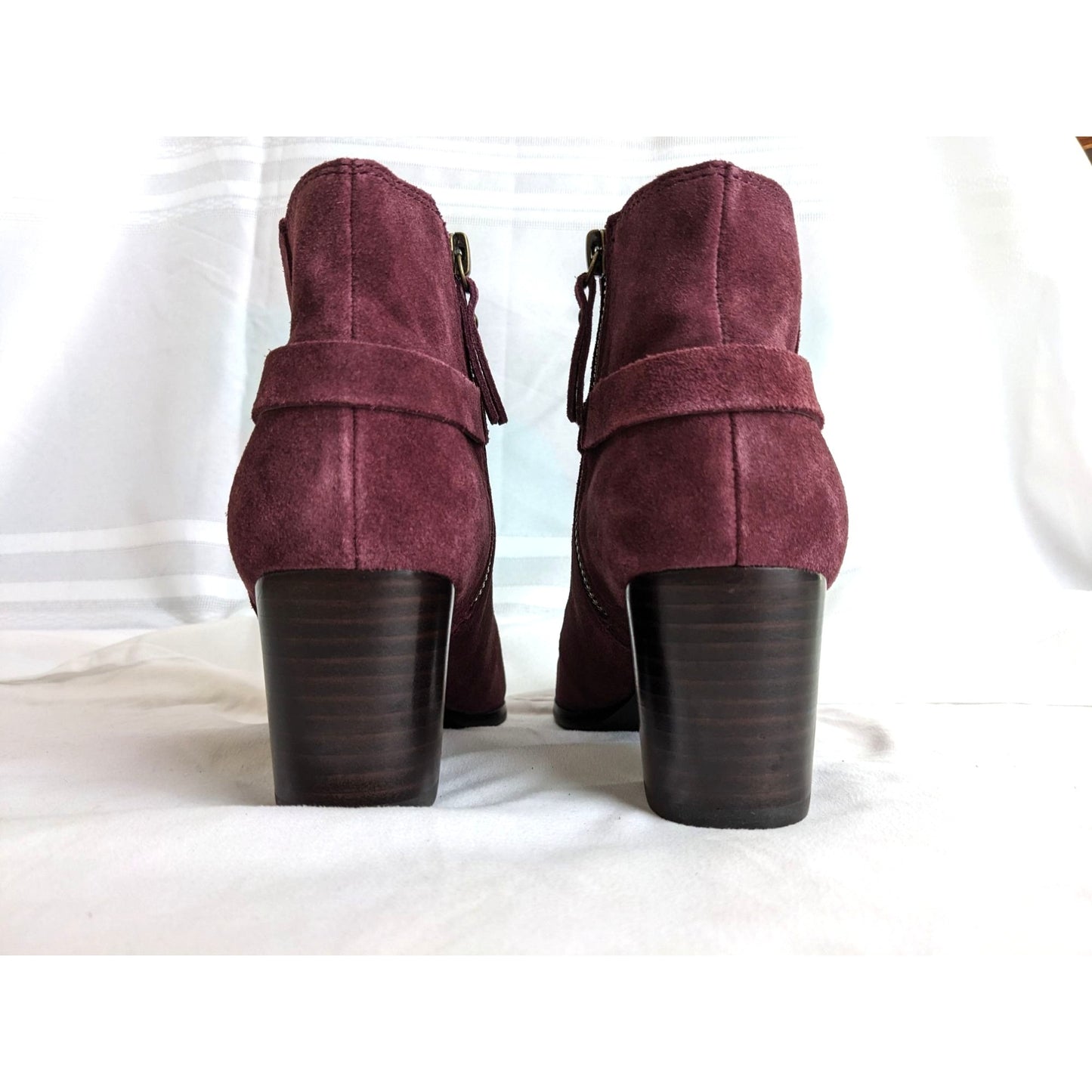 NWOT MIA Franzie Ankle Boots Burgundy Purple Suede Size 8.5 Leather Upper