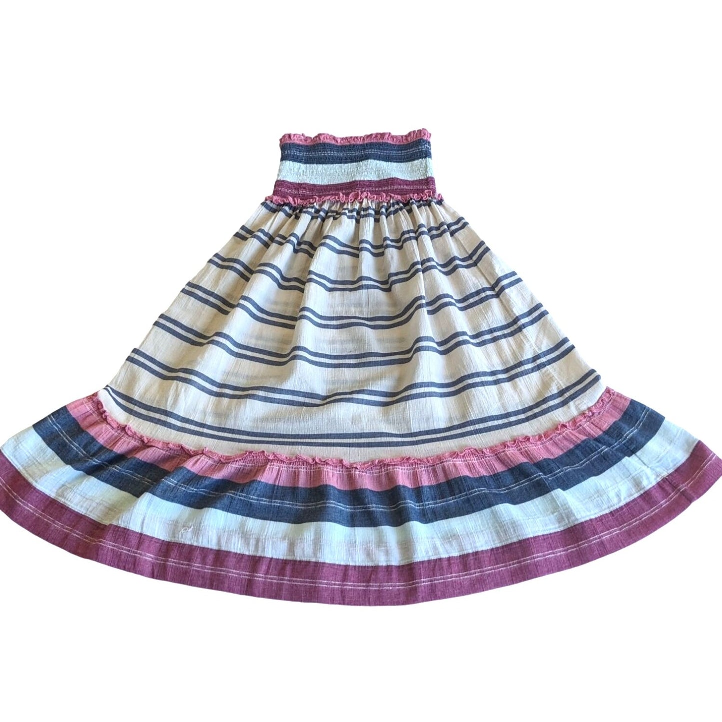 2010 JUICY COUTURE Mia 100% Cotton Blue Pink Strapless Striped Sundress Size PS